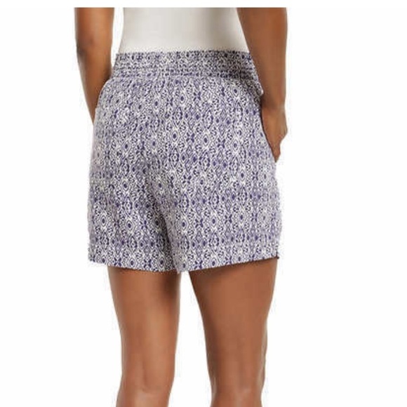 BRIGGS Blue White Print Lounge Linen Shorts Size XXL Women’s 4 Pockets - Picture 2 of 7